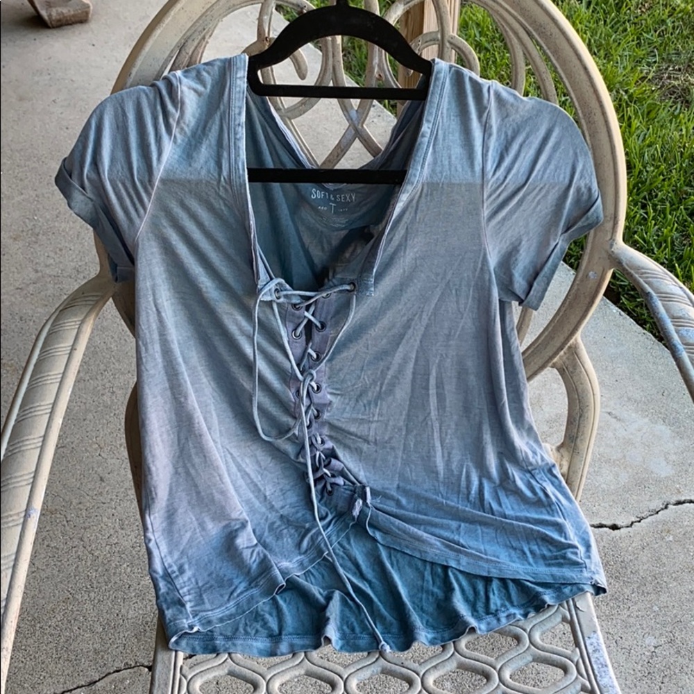 Blue tie up tee